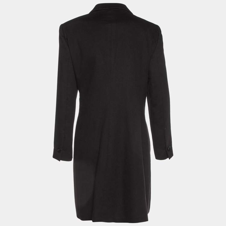 Pre Owned Giorgio Armani Black Cashmere Single Breasted Coat L