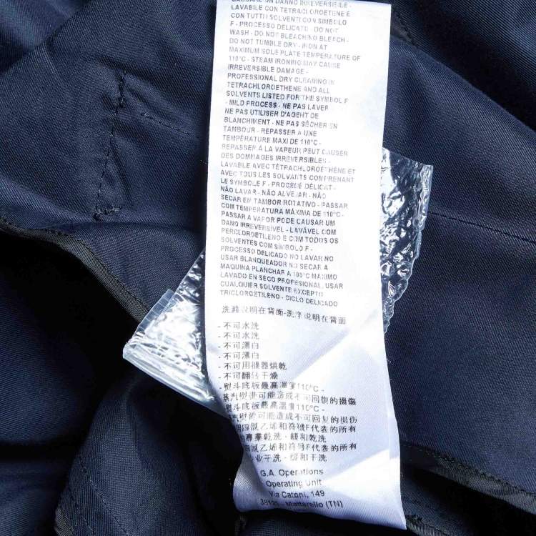 Pre Owned Giorgio Armani Navy Blue Cotton Blend Mid-Length Coat M