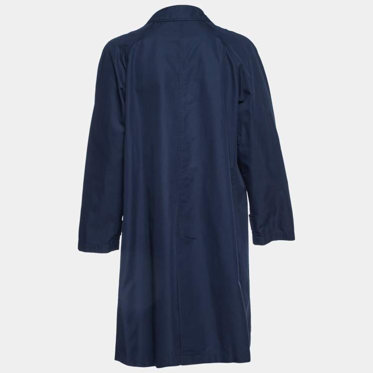 Pre Owned Giorgio Armani Navy Blue Cotton Blend Mid-Length Coat M