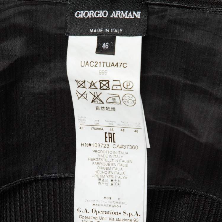 Pre Owned Giorgio Armani Black Plisse Jacket L