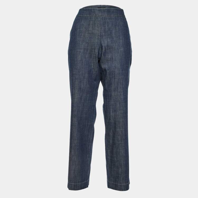 Pre Owned Giorgio Armani Dark Blue Denim Straight Fit Jeans L/Waist 34"