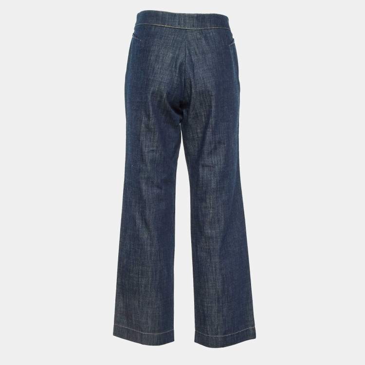 Pre Owned Giorgio Armani Dark Blue Denim Straight Fit Jeans L/Waist 34"