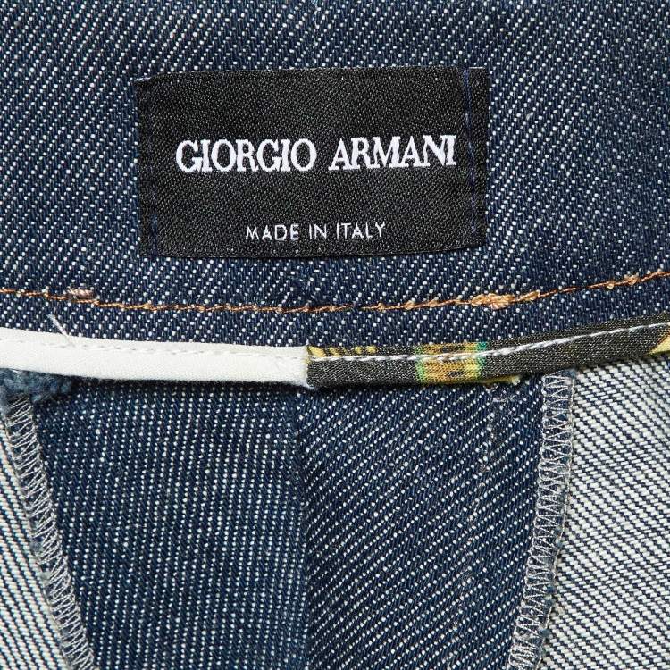 Pre Owned Giorgio Armani Dark Blue Denim Straight Fit Jeans L/Waist 34"