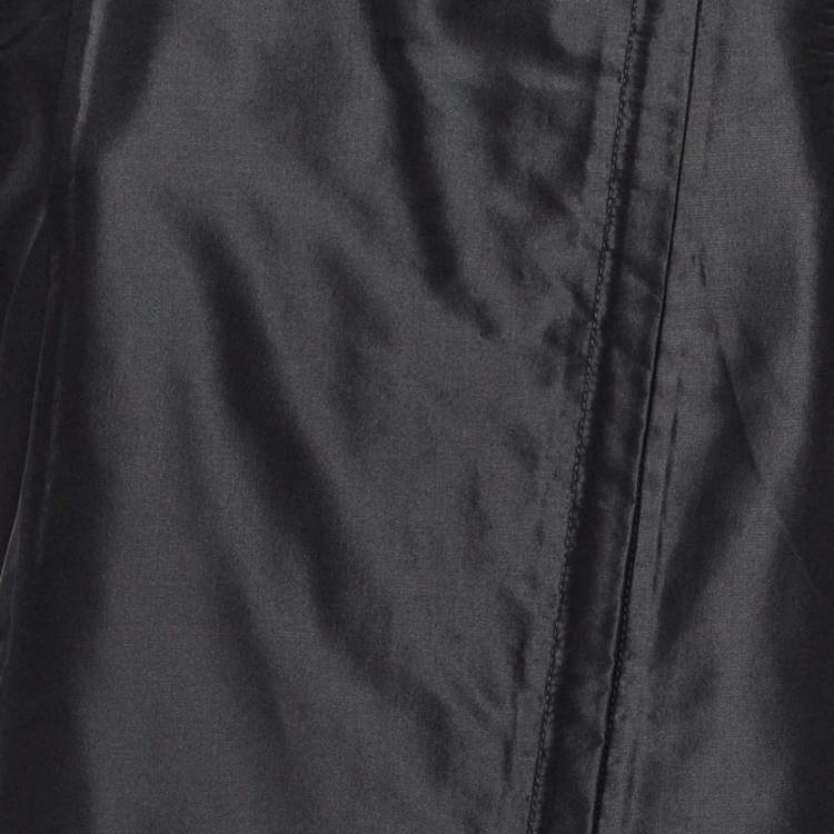 Pre Owned Giorgio Armani Black Silk Zip - Up Coat M