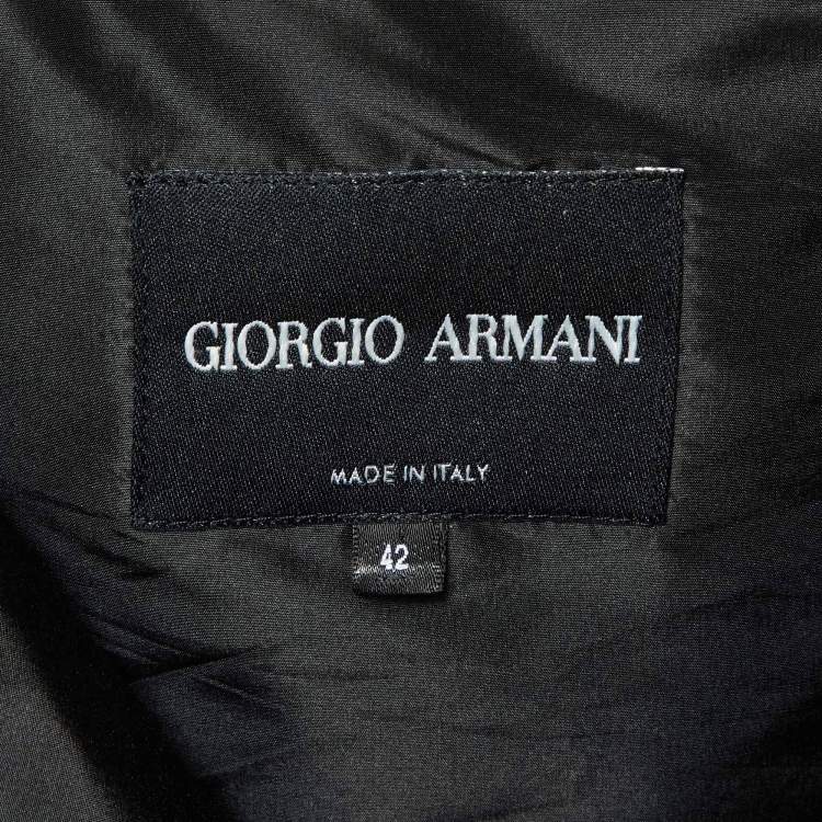Pre Owned Giorgio Armani Black Silk Zip - Up Coat M