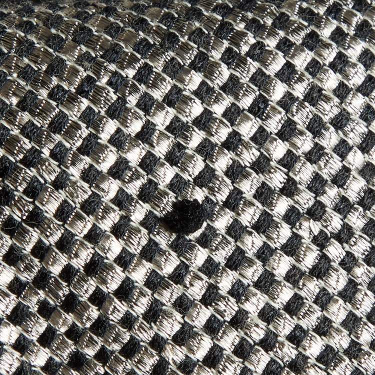 Pre Owned Giorgio Armani Grey/Black Basket Weave Zip-Up Overcoat M