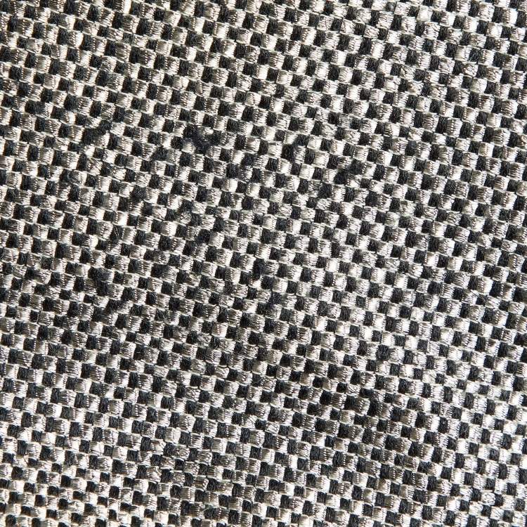 Pre Owned Giorgio Armani Grey/Black Basket Weave Zip-Up Overcoat M