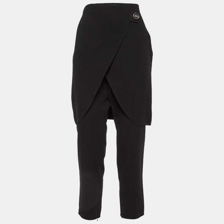 Pre Owned Giorgio Armani Black Crepe Trousers L