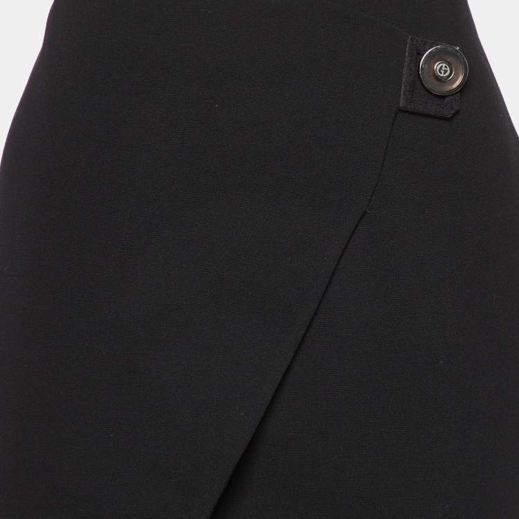 Pre Owned Giorgio Armani Black Crepe Trousers L