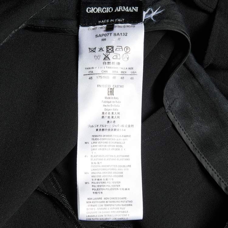 Pre Owned Giorgio Armani Black Crepe Trousers L