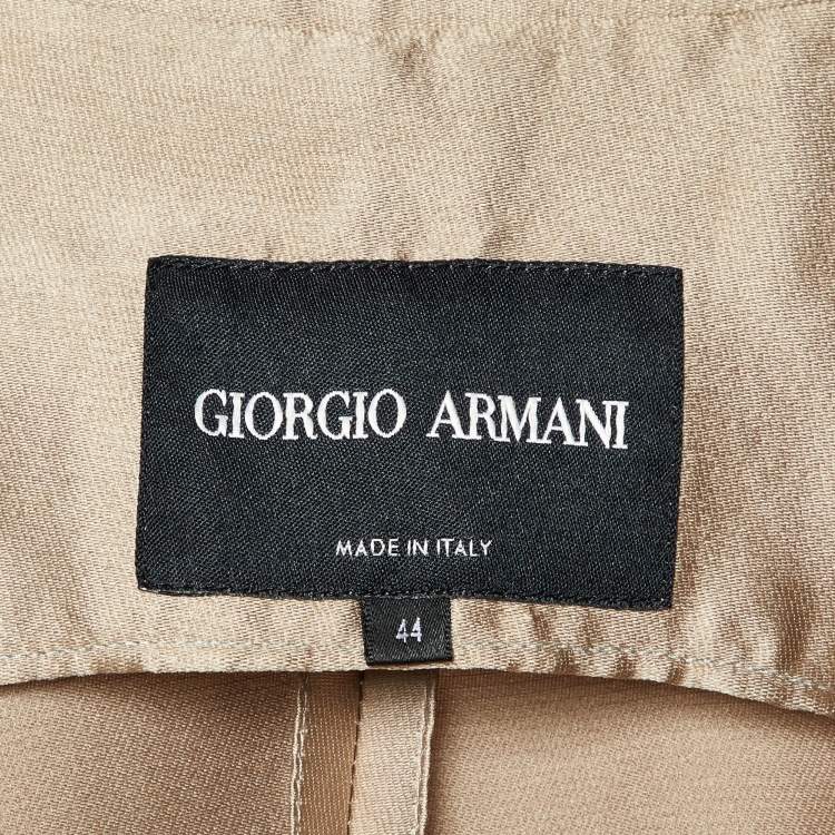 Pre Owned Giorgio Armani Metallic Satin Belted Trench Coat M