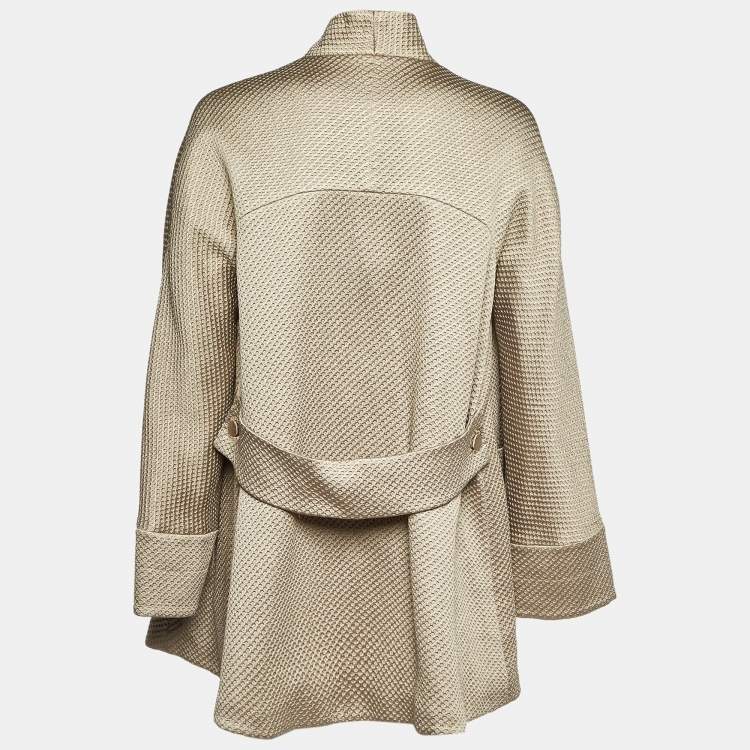 Pre Owned Giorgio Armani Metallic Textured Nylon Blend Overcoat M