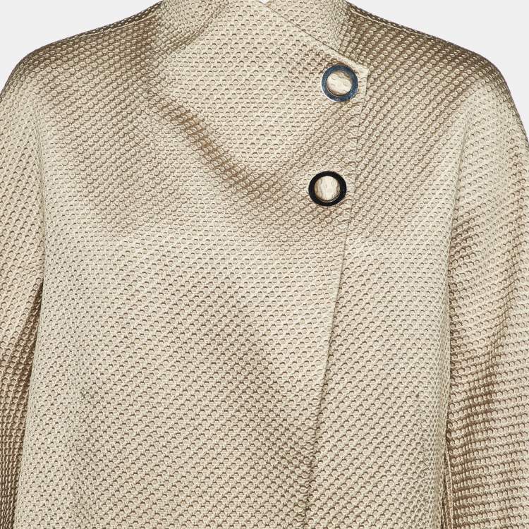 Pre Owned Giorgio Armani Metallic Textured Nylon Blend Overcoat M