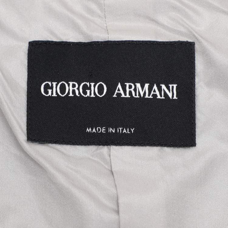 Pre Owned Giorgio Armani Silver Silk Zipped Jacket M