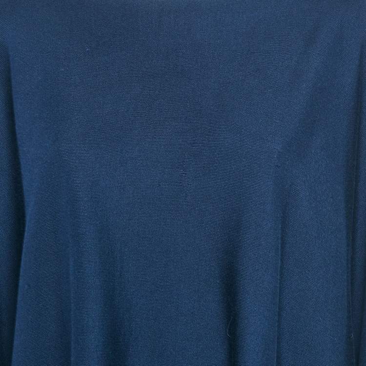 Pre Owned Giorgio Armani Navy Blue Stretch Knit Poncho S
