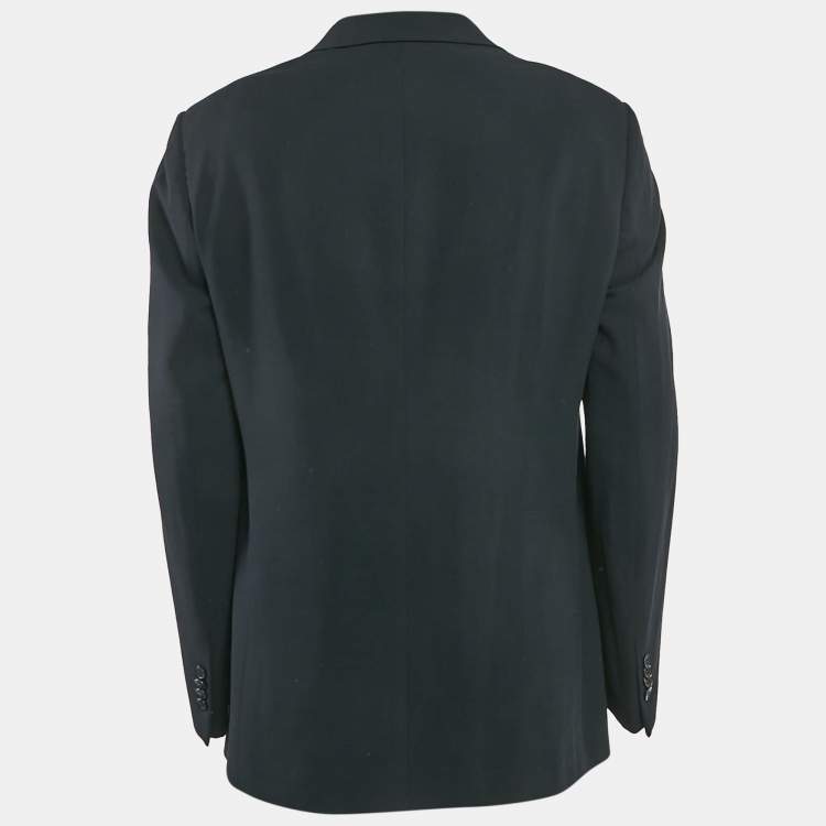 Pre Owned Giorgio Armani Black Wool Single Breasted Blazer XXL