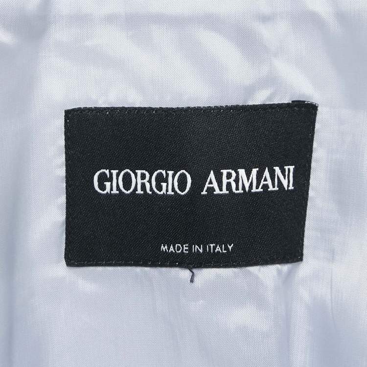 Pre Owned Giorgio Armani Blue Wool Blend Collarless Jacket S