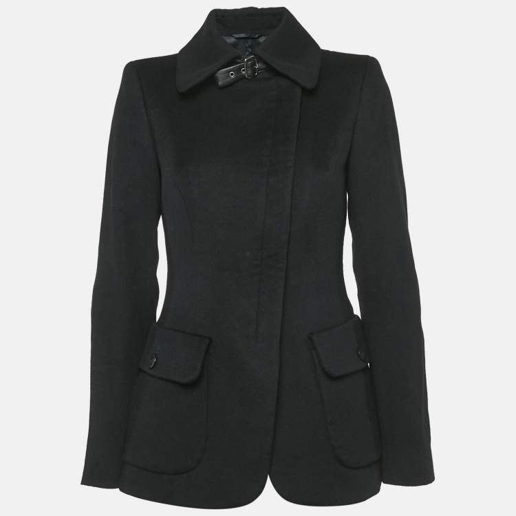 Pre Owned Giorgio Armani Black Cashmere Zip-Up Jacket S