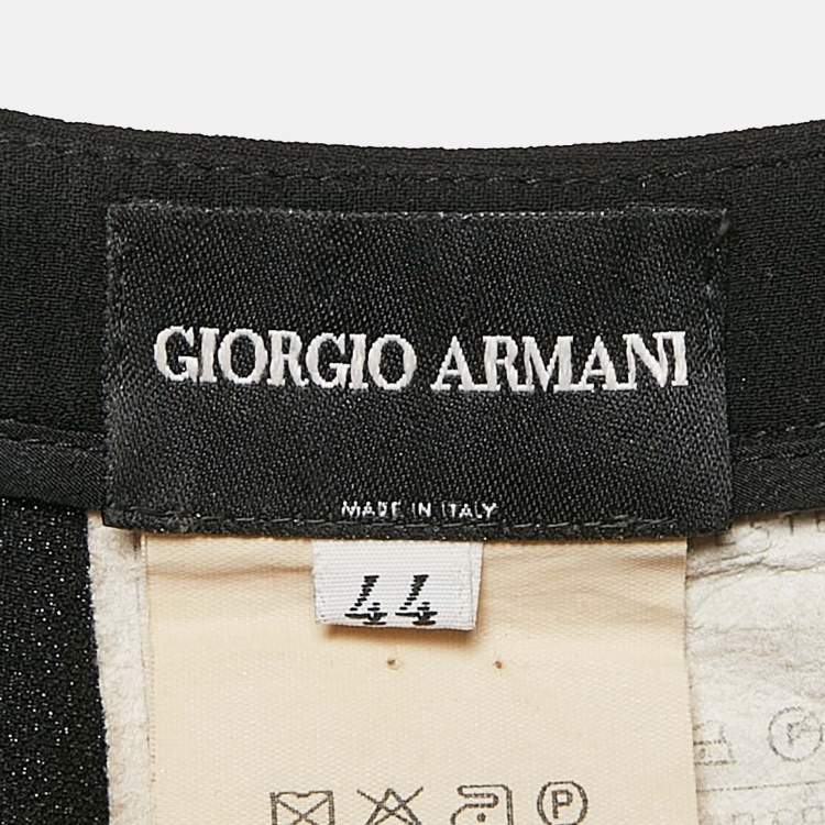Pre Owned Giorgio Armani Black Silk Straight Leg Trousers M