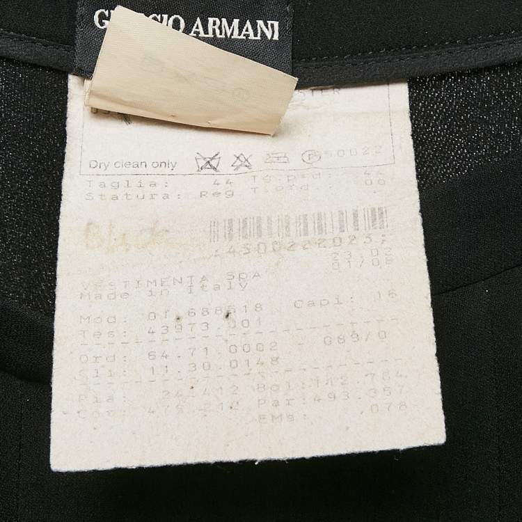 Pre Owned Giorgio Armani Black Silk Straight Leg Trousers M