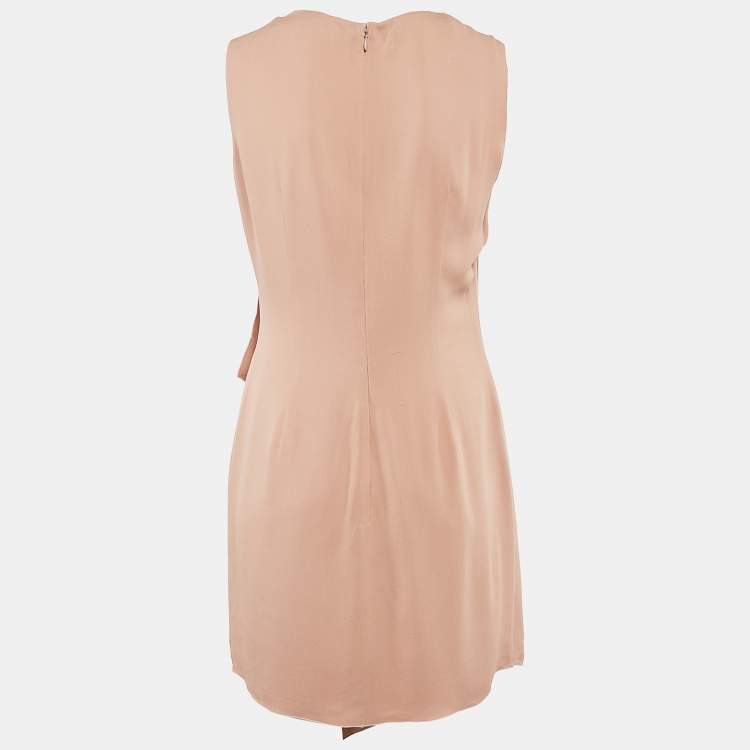 Pre Owned Giorgio Armani Copper Pink Silk Sleeveless Short Dress M