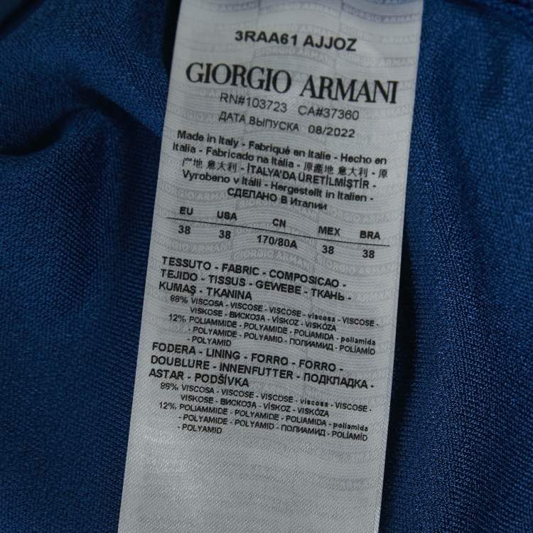 Pre Owned Giorgio Armani Blue Jersey Draped Midi Dress S