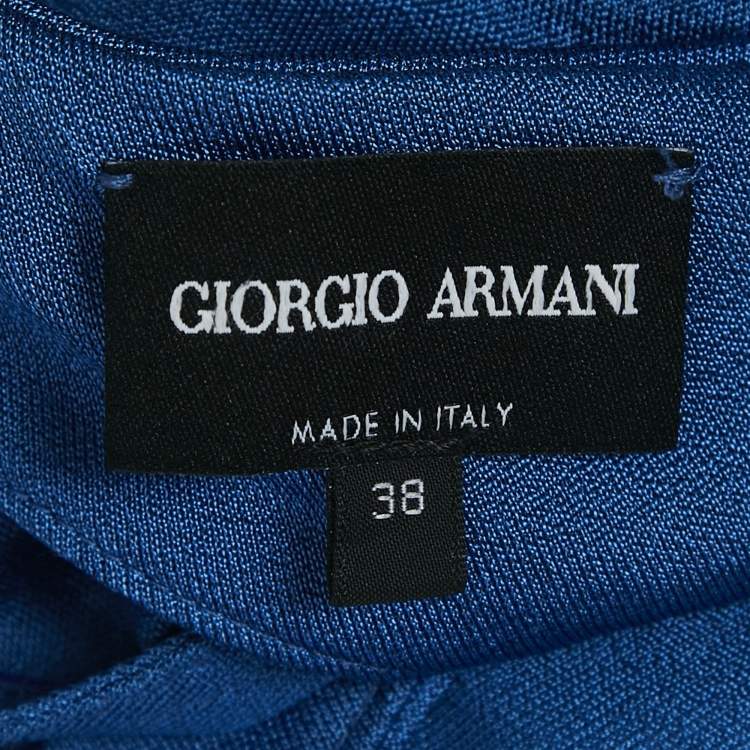 Pre Owned Giorgio Armani Blue Jersey Draped Midi Dress S