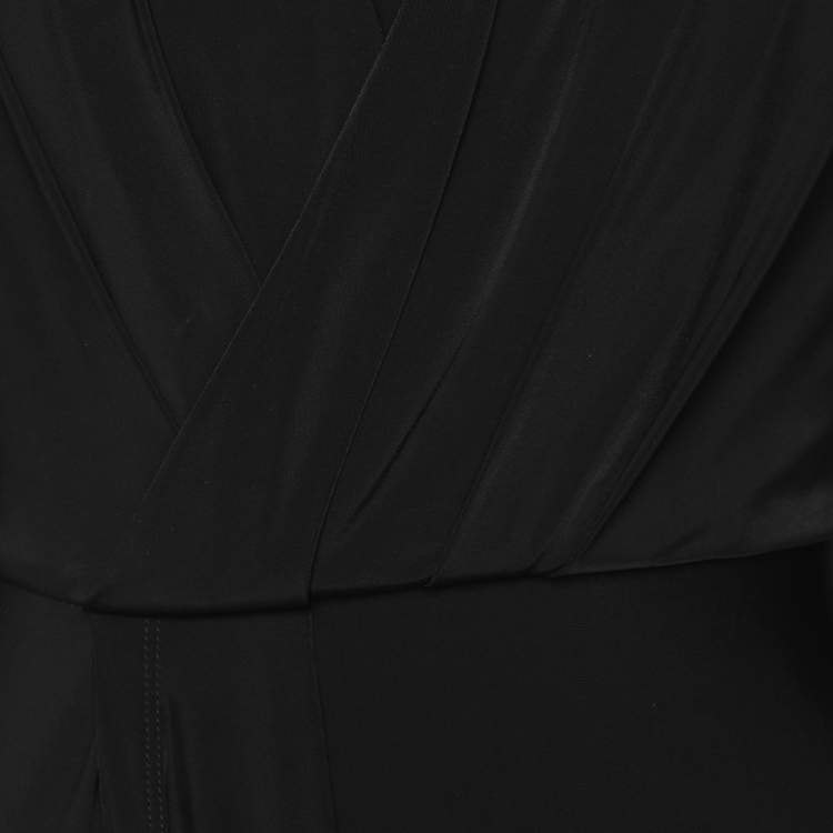 Pre Owned Giorgio Armani Black Jersey Long Sleeve Midi Dress S
