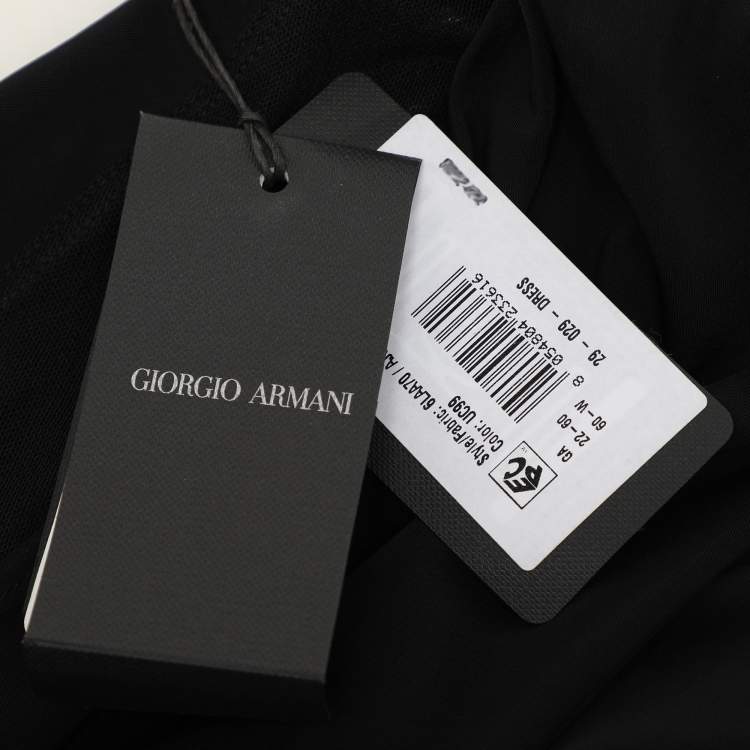 Pre Owned Giorgio Armani Black Jersey Long Sleeve Midi Dress S