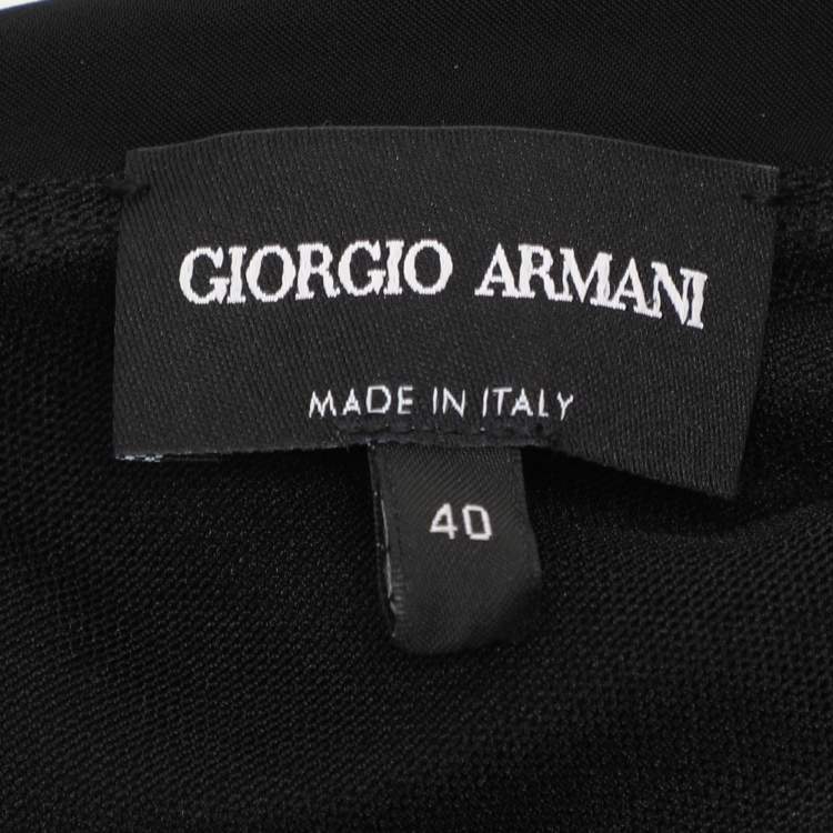 Pre Owned Giorgio Armani Black Jersey Long Sleeve Midi Dress S