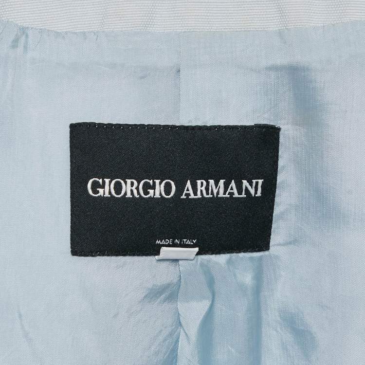 Pre Owned Giorgio Armani Light Blue Linen and Cotton Blazer S