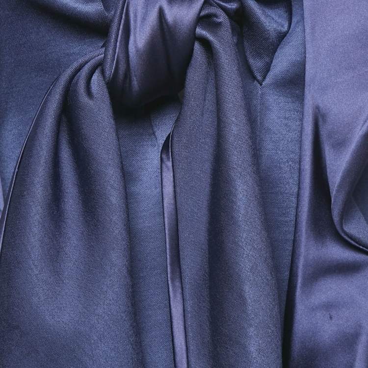Pre Owned Giorgio Armani Blue Crepe Tie-Up Blazer M
