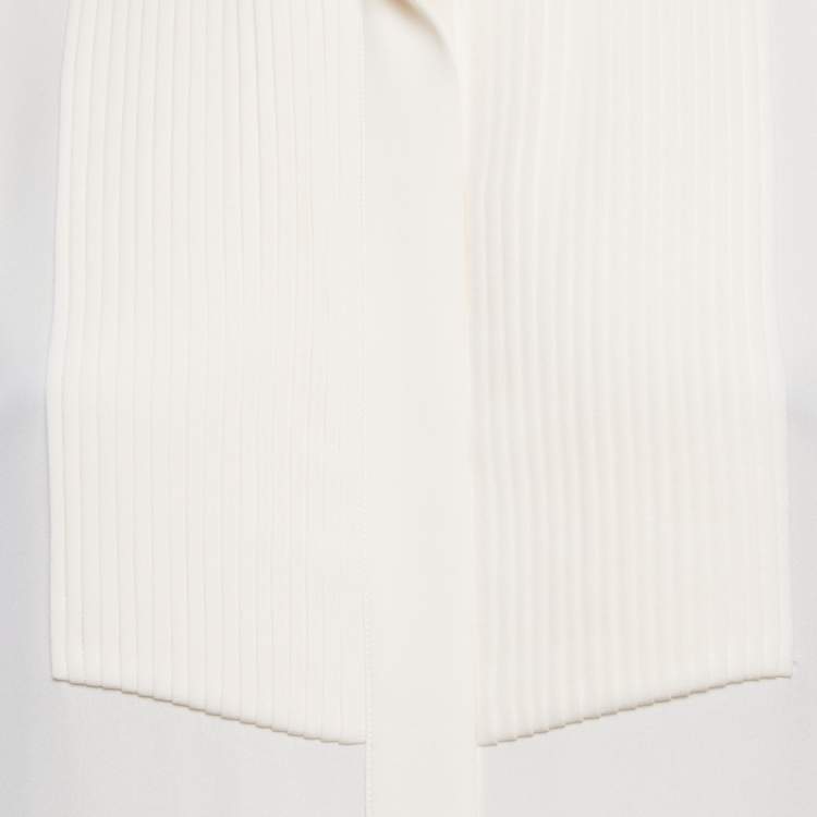 Pre Owned Giorgio Armani Off-White Tuxedo Button Front Blouse S