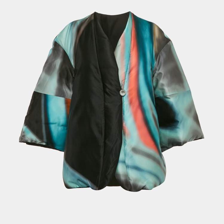 Pre Owned Giorgio Armani Multicolor/Black Silk Reversible Blazer M