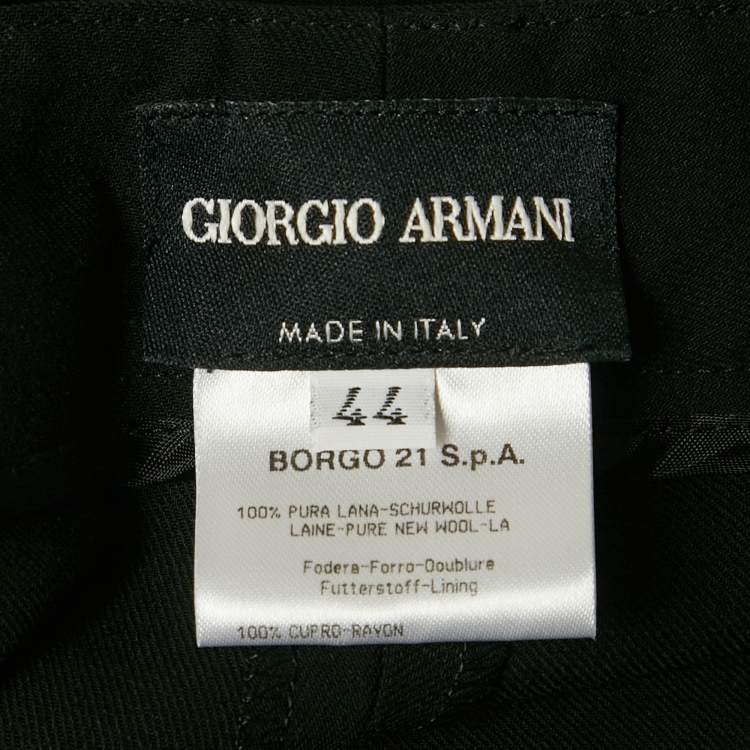 Pre Owned Giorgio Armani Black Wool Single Breasted Suit M