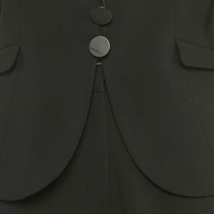 Pre Owned Giorgio Armani Black Wool Single Breasted Suit M