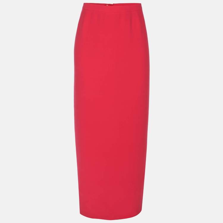 Pre Owned Giorgio Armani Pink Crepe Maxi Skirt XL
