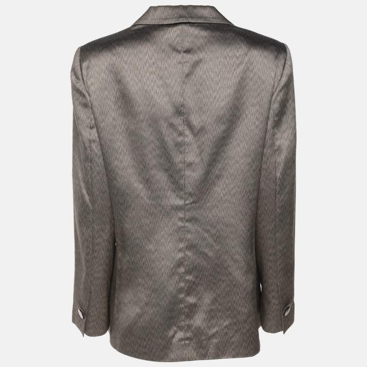 Pre Owned Giorgio Armani Beige Jacquard Single Breasted Blazer M