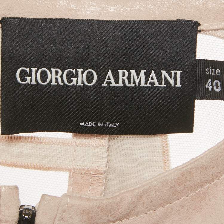 Pre Owned Giorgio Armani Pink Suede and Tulle Zip-Up Jacket S