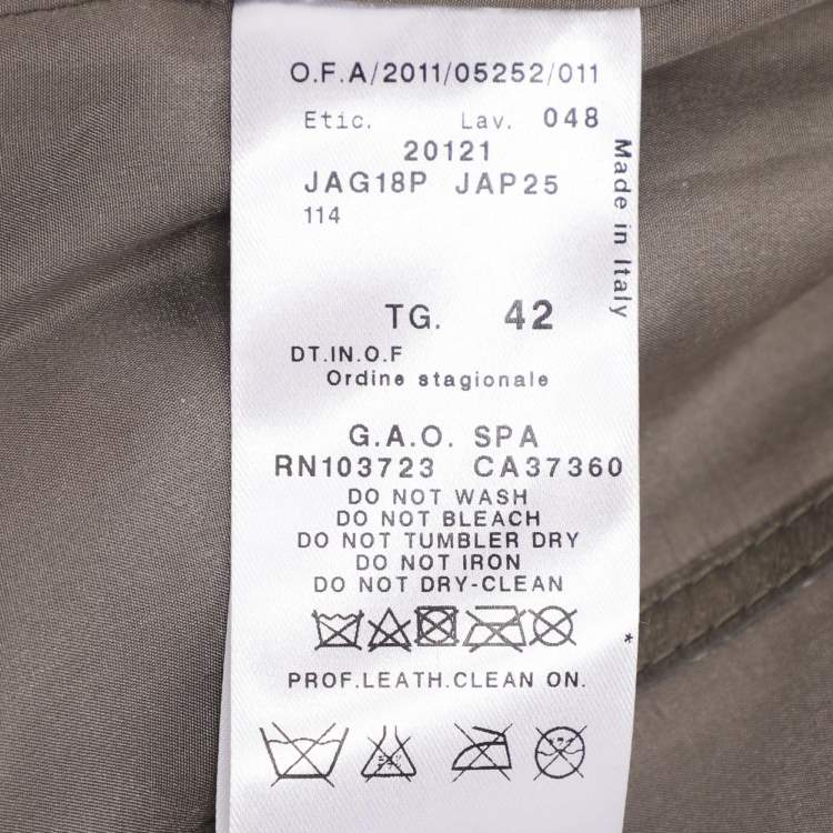 Pre Owned Giorgio Armani Metallic Olive Lambskin Blazer M