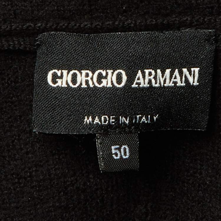 Pre Owned Giorgio Armani Black Wool Pocket Front Jacket XL