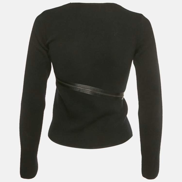 مملوكة مسبقًا Giorgio Armani Black Cashmere Zip Detail Cardigan S