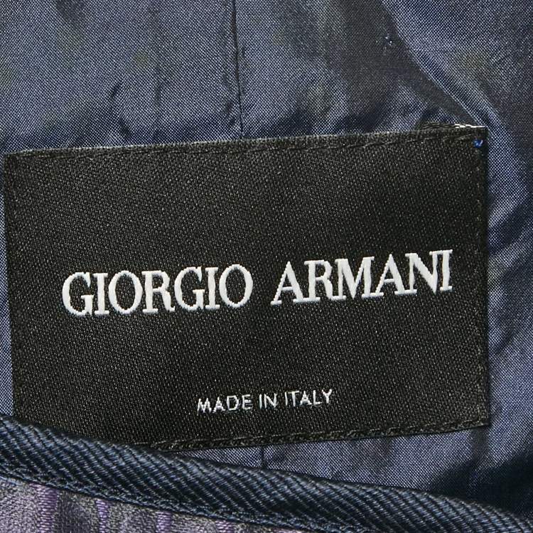 Pre Owned Giorgio Armani Purple/Navy Blue Patterned Jacquard Jacket S