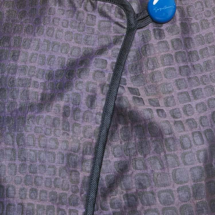 Pre Owned Giorgio Armani Purple/Navy Blue Patterned Jacquard Jacket S