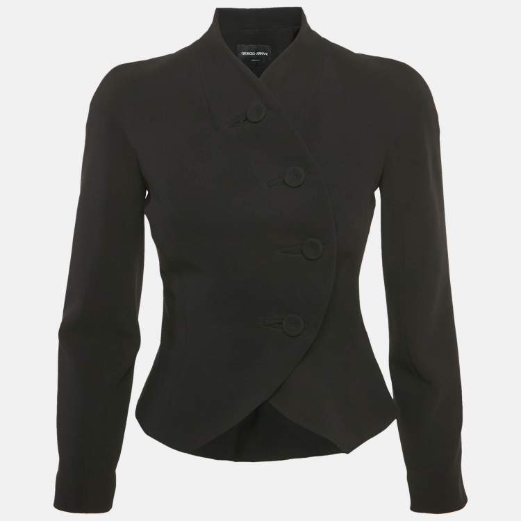 مملوكة مسبقًا Giorgio Armani Black Silk Cropped Jacket XS