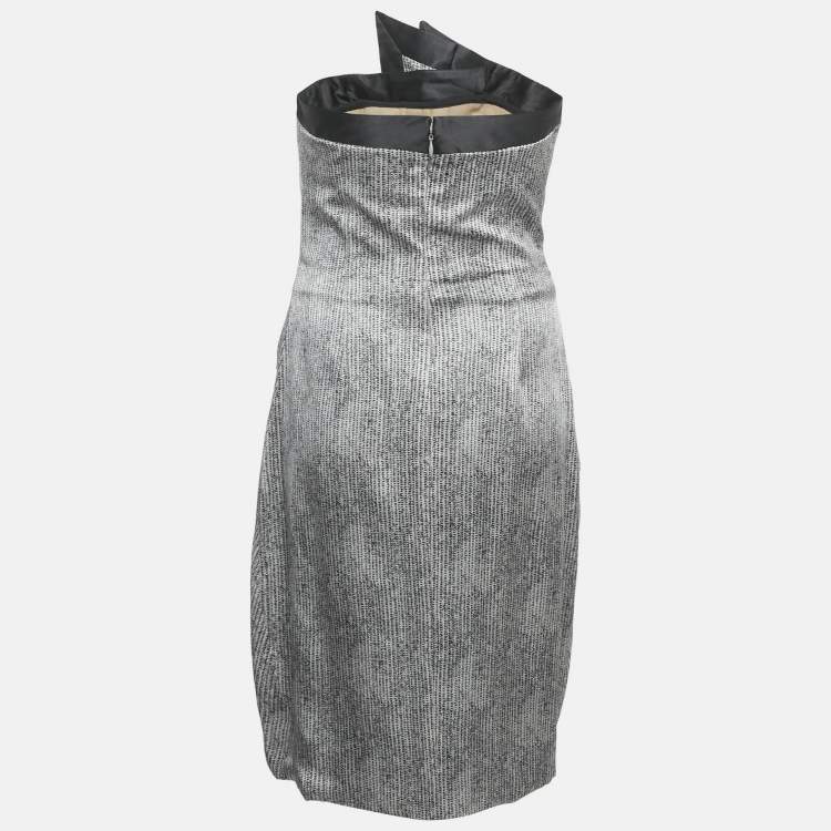 Pre Owned Giorgio Armani Grey Silk Strapless Mini Dress S