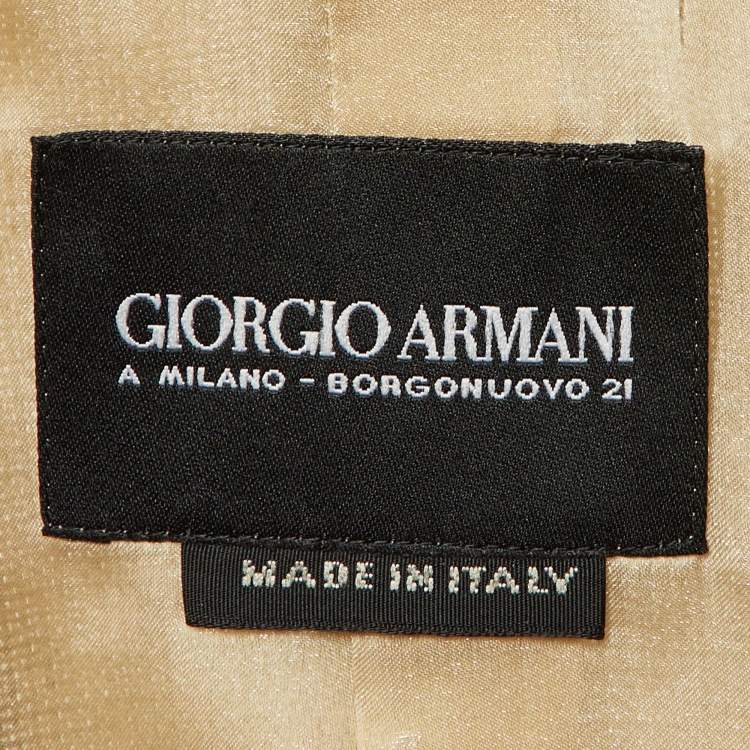 Pre Owned Giorgio Armani Beige Linen & Silk Lapel Blazer S