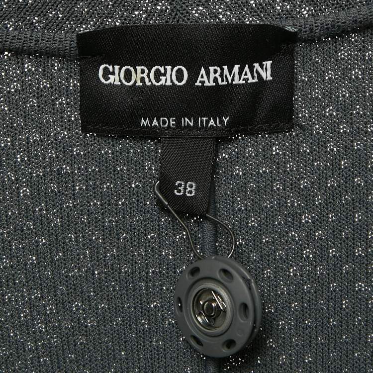 Pre Owned Giorgio Armani Navy Blue Stretch Knit Jacket S