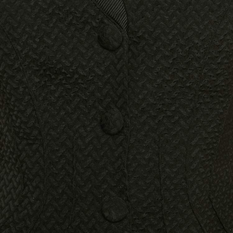 Pre Owned Giorgio Armani Black Textured Wool Blend Structured Blazer M