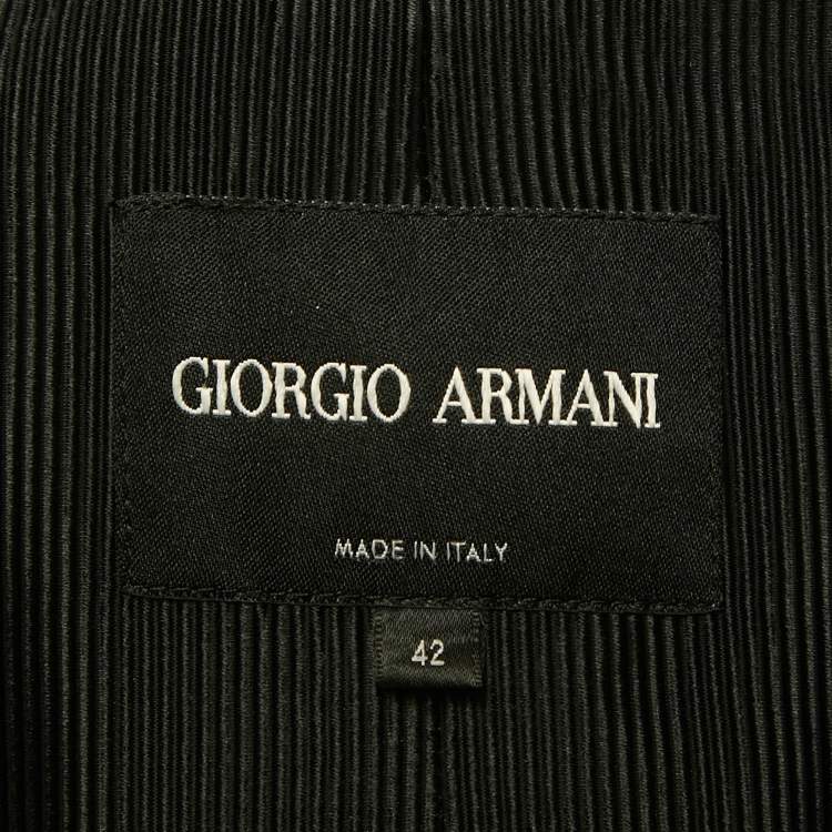 Pre Owned Giorgio Armani Black Textured Wool Blend Structured Blazer M